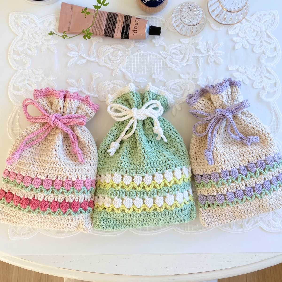 Hiro crochet / チューリップ巾着 – Craftie Home (クラフティホーム)