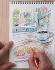 メモスケッチ カフェの風景が完成