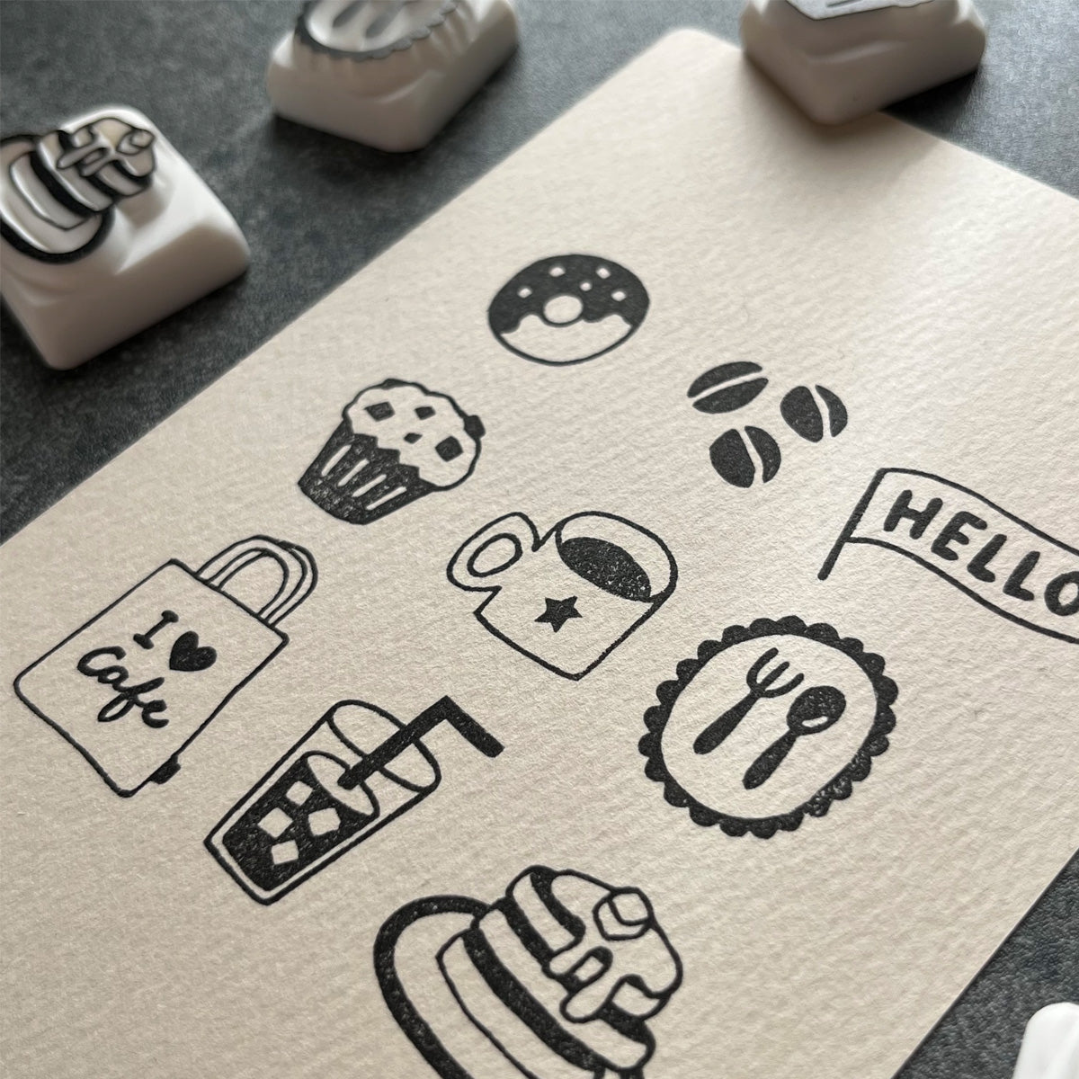 TAM'S WORKS / スタンププリント（消しゴムはんこ）キット カフェ