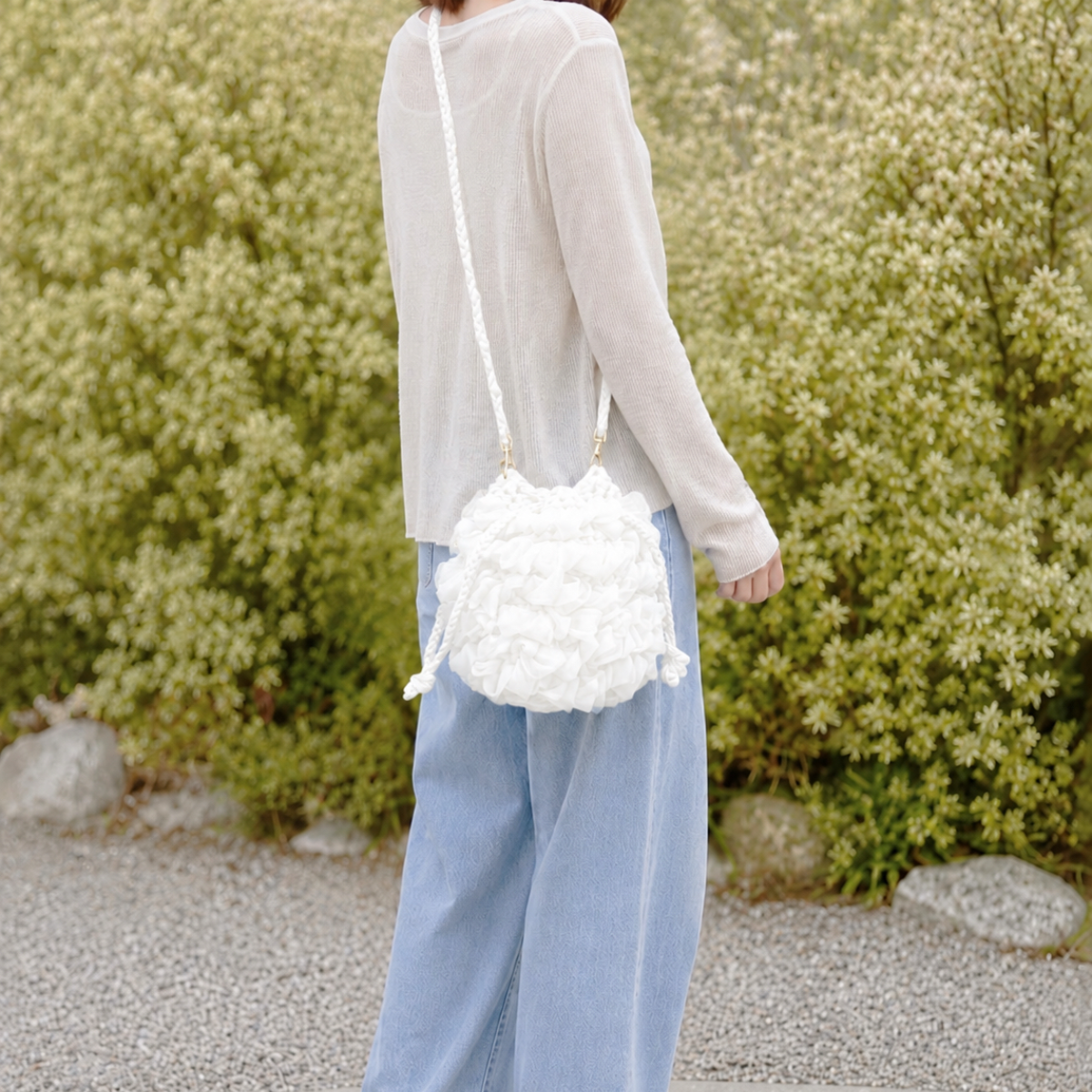 smia / リング編みのチュール巾着バッグ