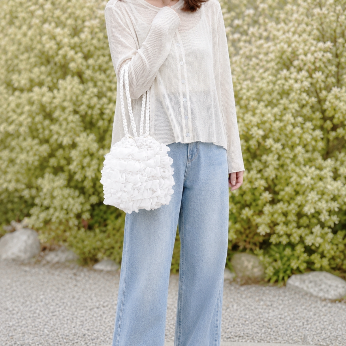 smia / リング編みのチュール巾着バッグ