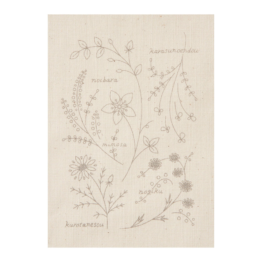 刺繍プリントクロスキット 小さな花図鑑 アイボリー/ COSMO