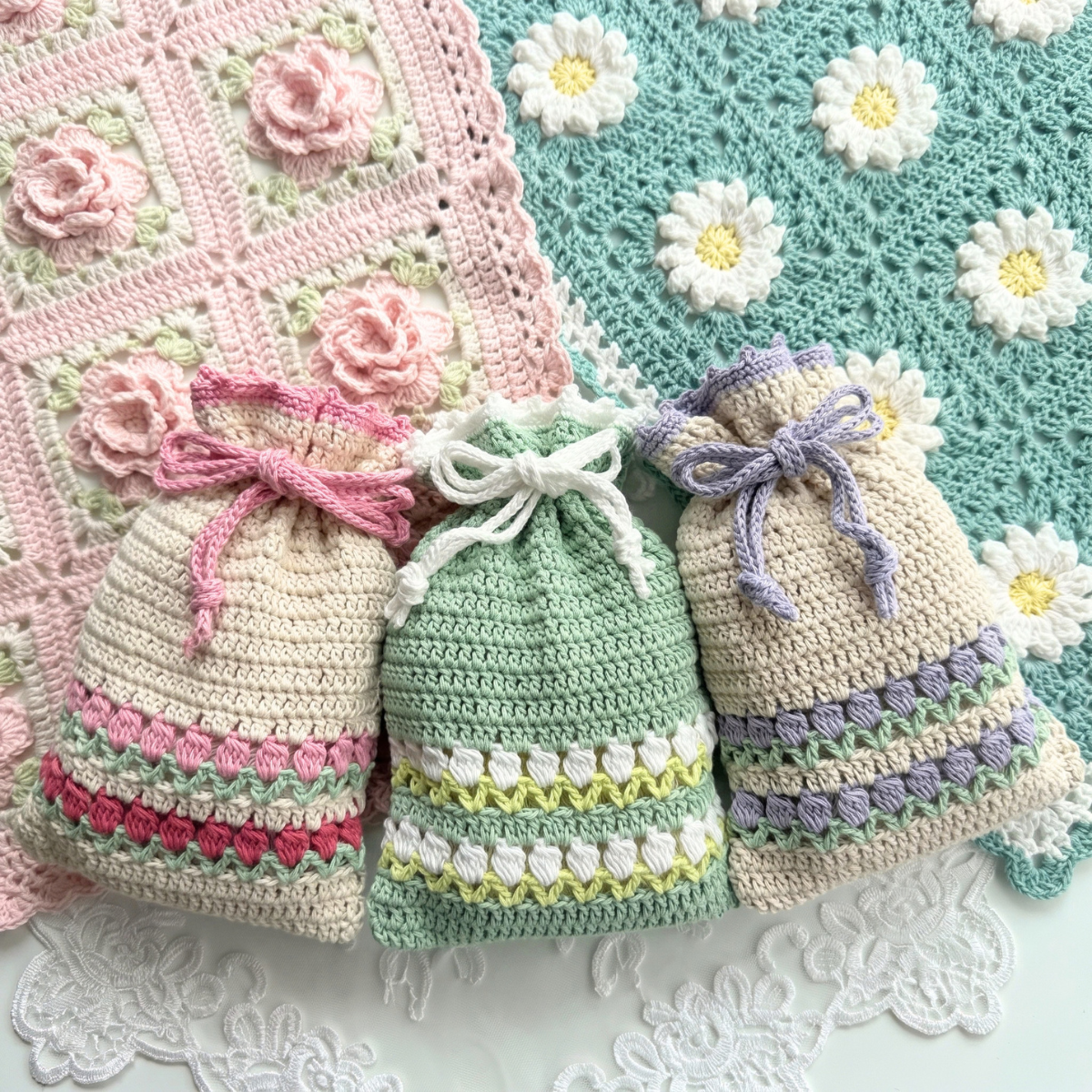 Hiro crochet / チューリップ巾着