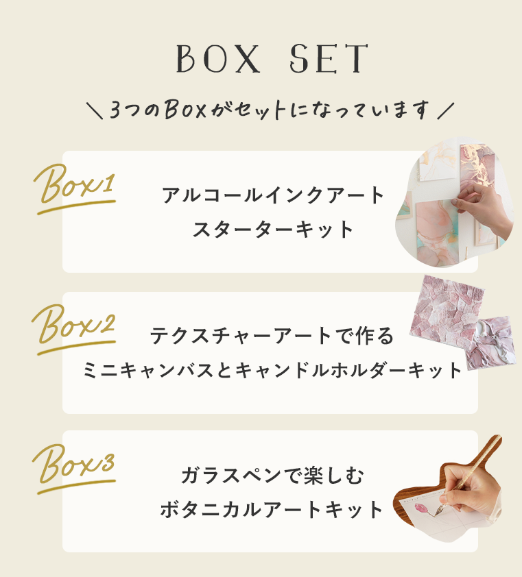 テクスチャーアートなど3つの人気アートが楽しめるアートBOXセット【送料無料】