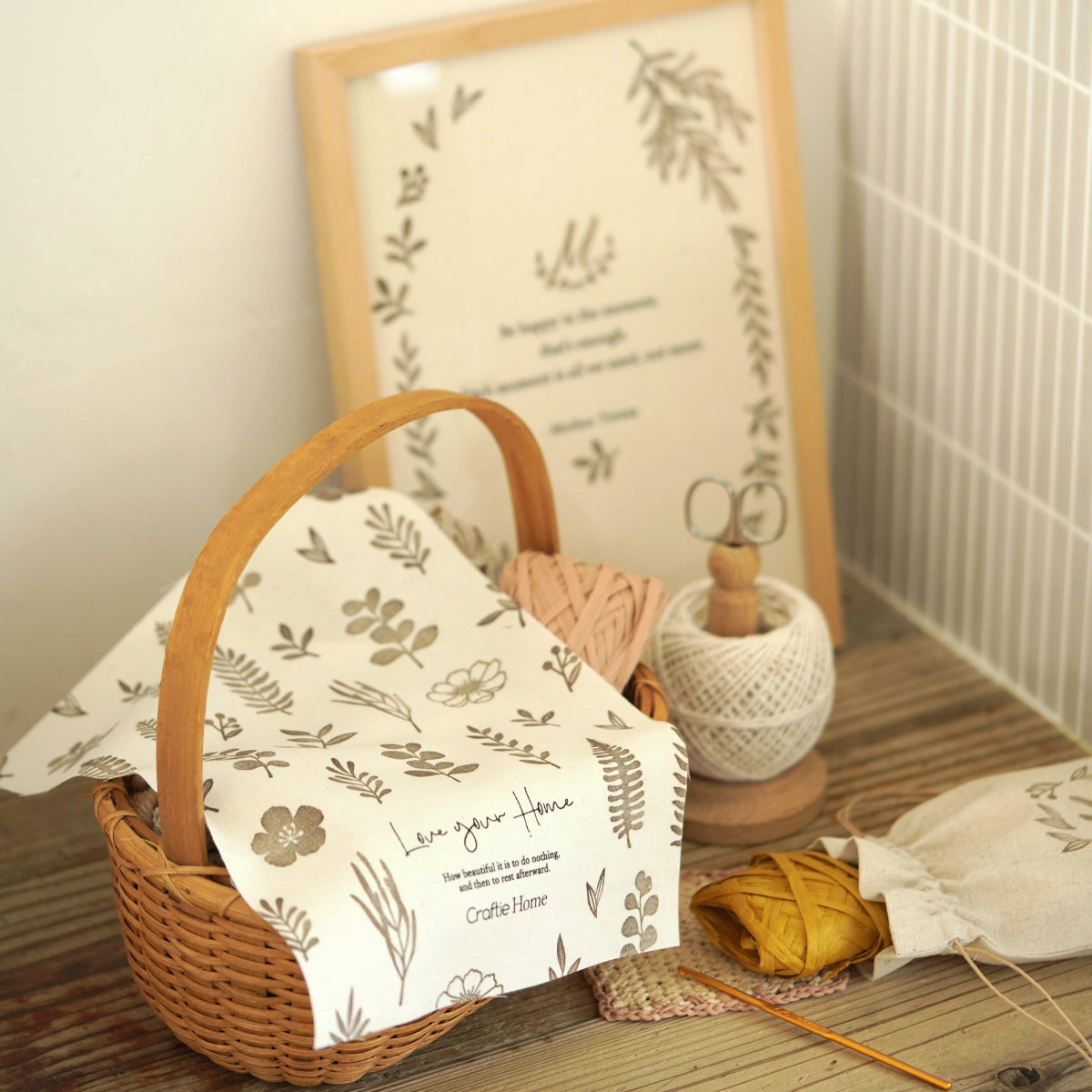 スタンププリントで作るファブリックポスターと布小物キット【送料無料】