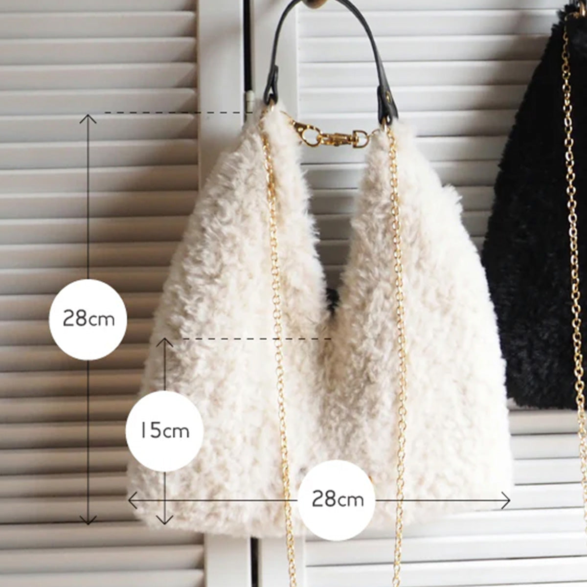 ビヨンドザリーフ　ヘンプバッグ　ファー付き 棒針編みバッグキット Puffy petite（パフィー プチ）ホワイト