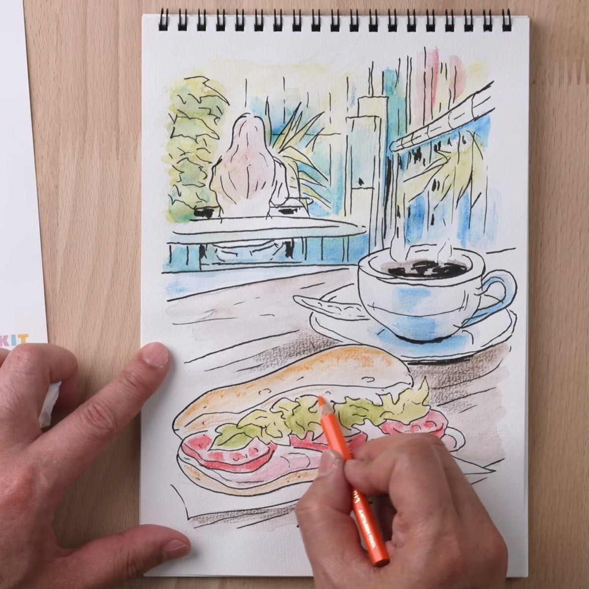 メモスケッチ カフェの風景が完成
