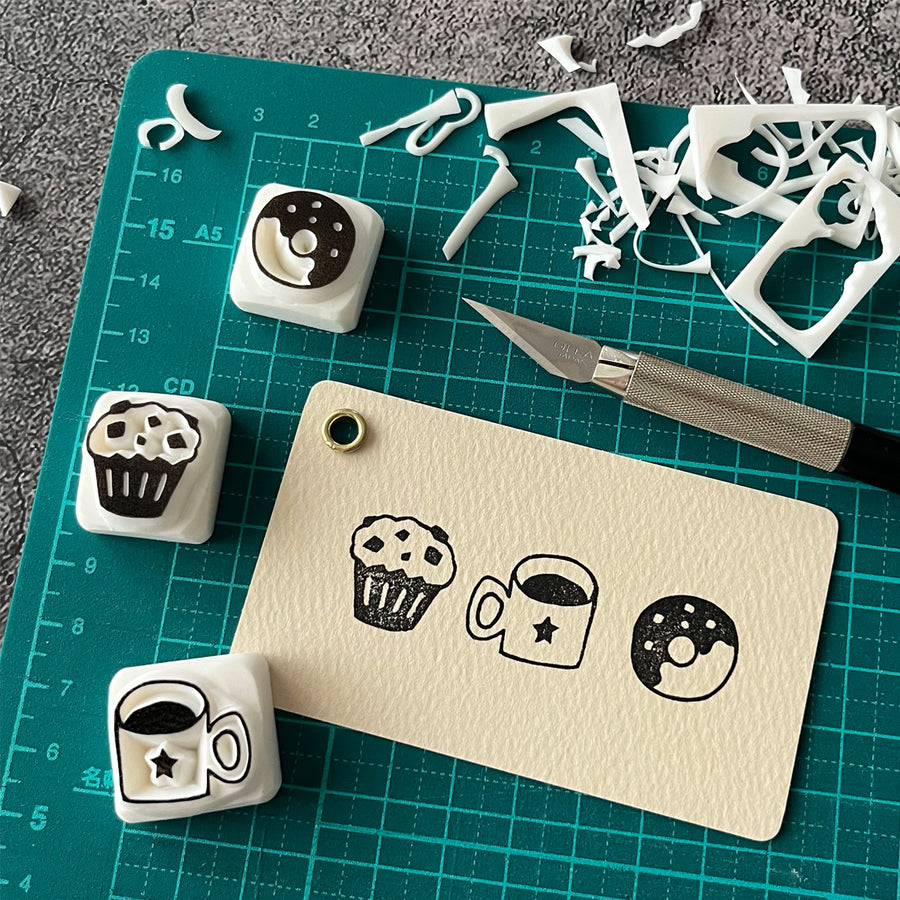 TAM'S WORKS / スタンププリント（消しゴムはんこ）キット　カフェスタンプ　動画レシピ付き