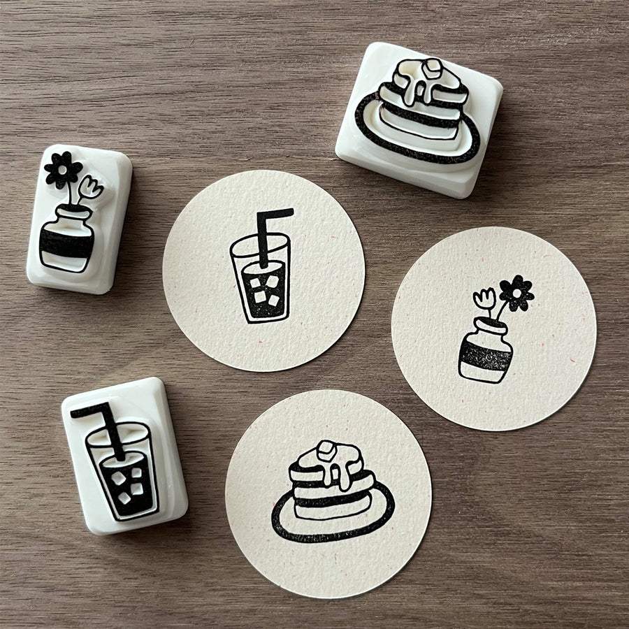 TAM'S WORKS / スタンププリント（消しゴムはんこ）キット　カフェスタンプ　動画レシピ付き