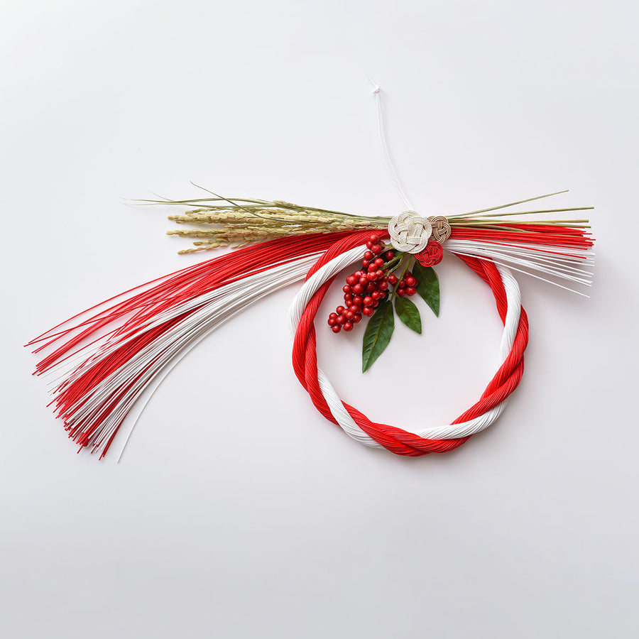迎春の梅結び　紅白水引のしめ飾り【New Yearシリーズ】