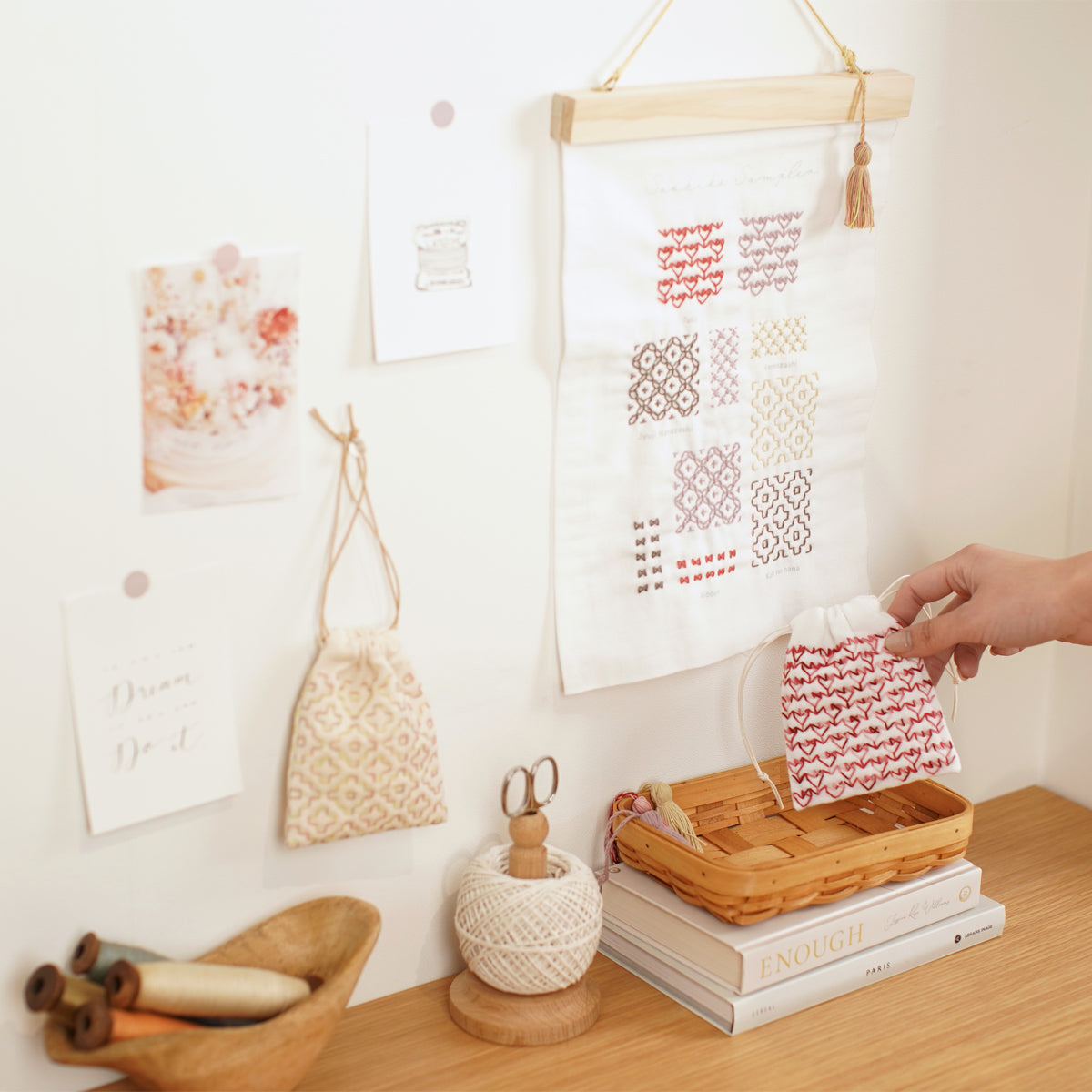 手作り布ぞうりキット　6色セット　 はさみ式ひも通し&シャコ万力付き 刺繍糸 セット 60色 収納 図案 刺繍キット 初心者 刺繍枠 糸巻き