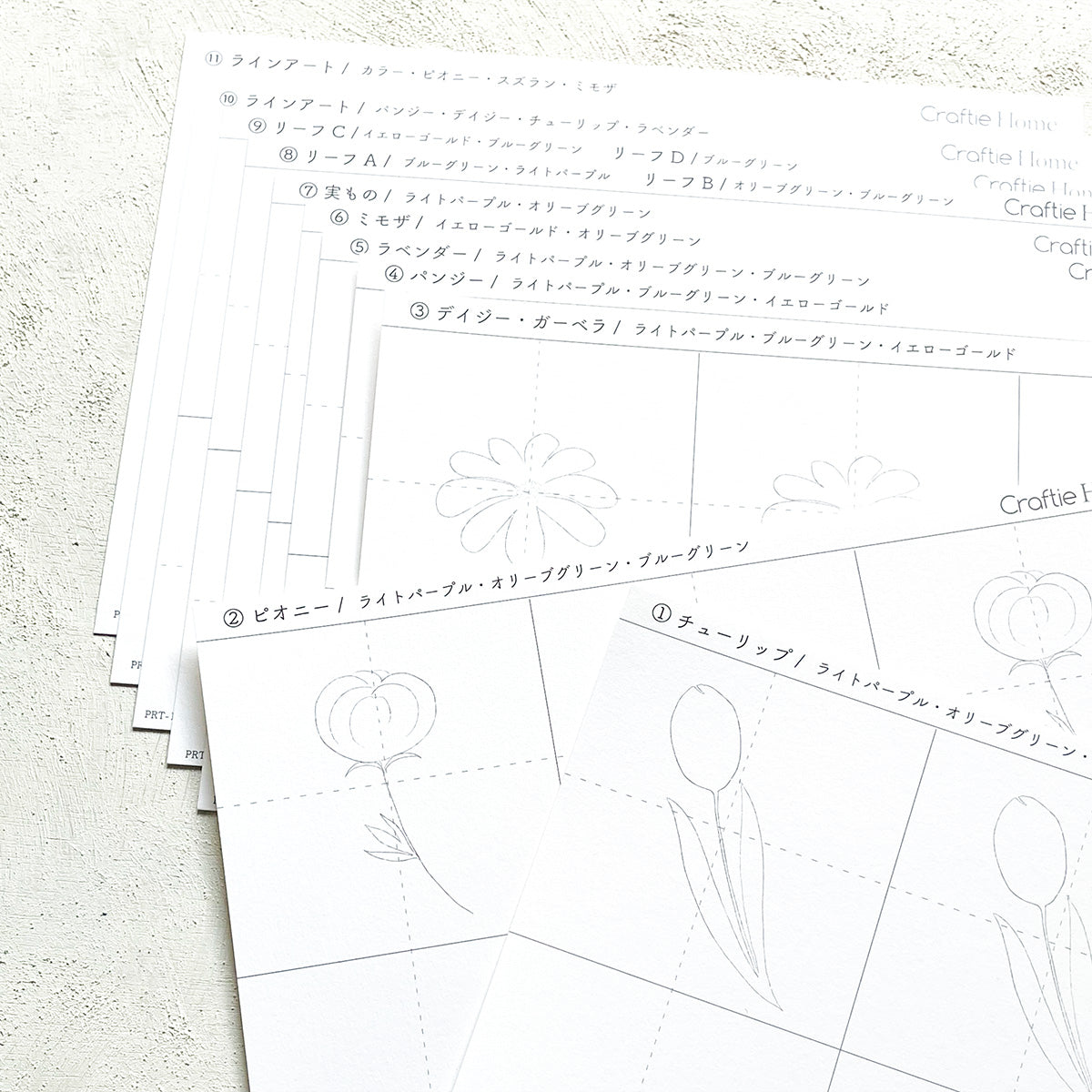 ガラスペンとボタニカルアートを楽しむ練習カードと用紙セット