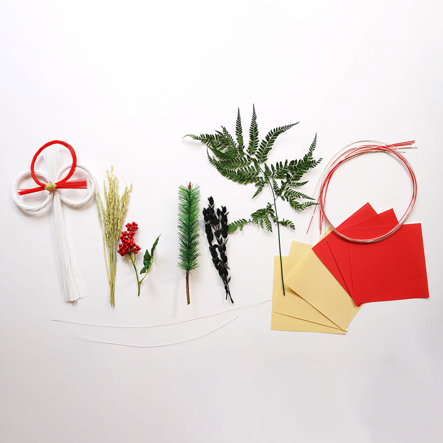 松と稲穂のお正月飾りと水引小物のセット